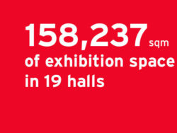 158,237 sqm of exhibition space in 19 halls